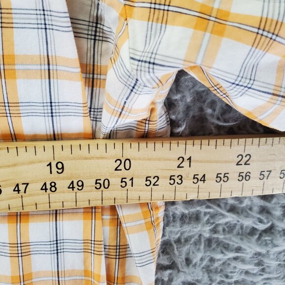 Saks Fifth Avenue Shirt Mens Large Yellow Plaid Button-Up Long Sleeve Cotton - Picture 7 of 9
